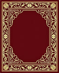 Rich Red Golden Floral Border Rug