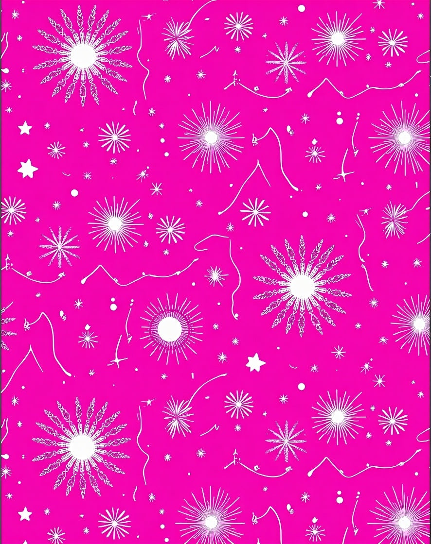 Hot Pink Starburst Whimsical Scatter Rug