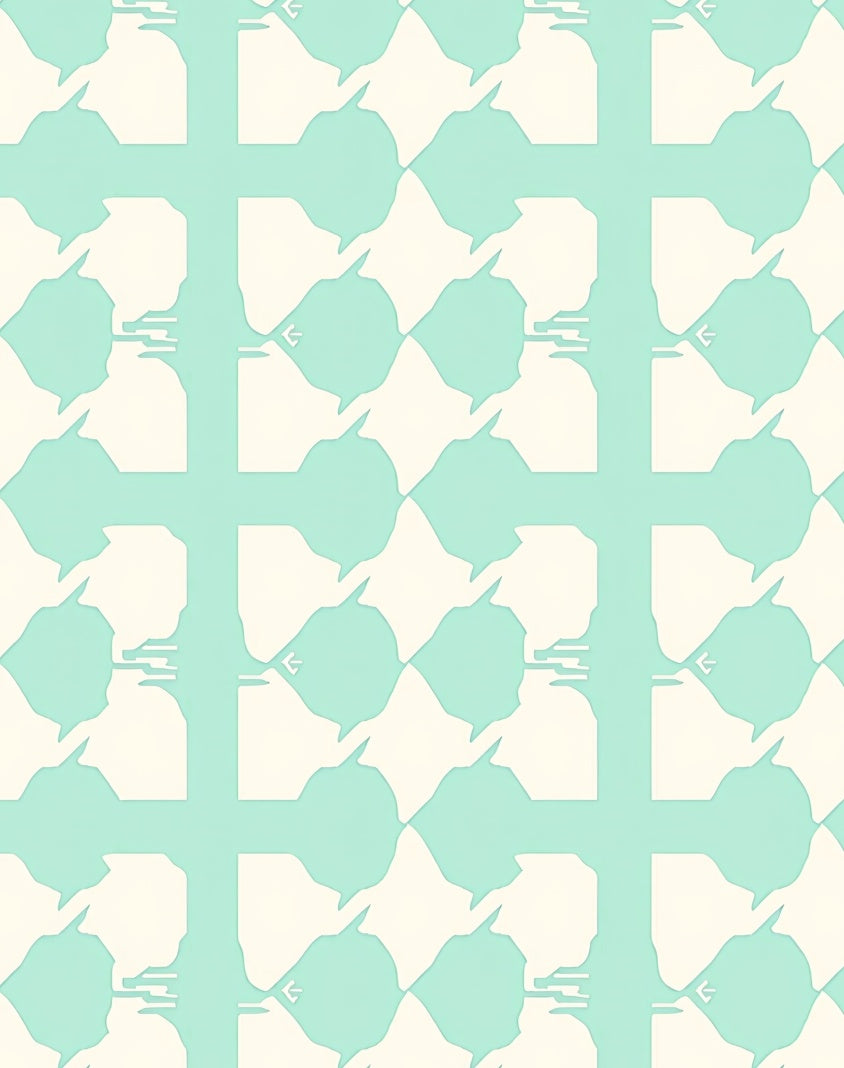 Mint And Cream Geometric Overlay Rug