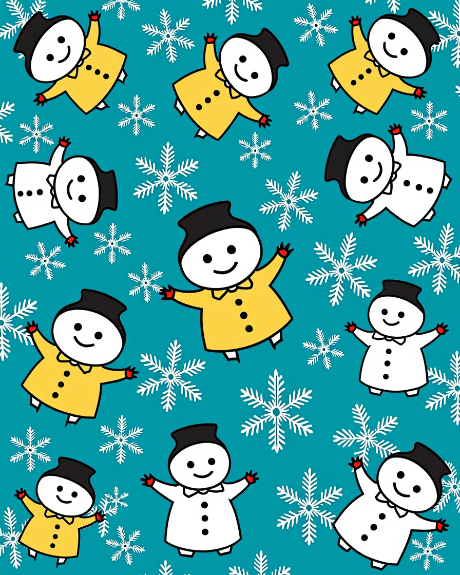 Turquoise Snowman Snowflake Duo Rug