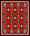 Bold Red Geometric Diamond Tribal Rug