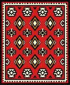 Bold Red Geometric Diamond Tribal Rug