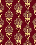 Gold Stylized Face Crimson Rug