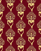 Gold Stylized Face Crimson Rug