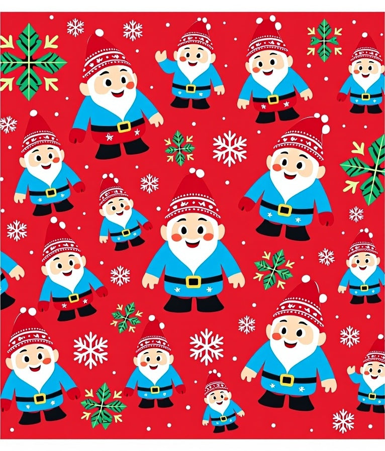 Cute Gnomes Snowflakes Red Christmas Rug