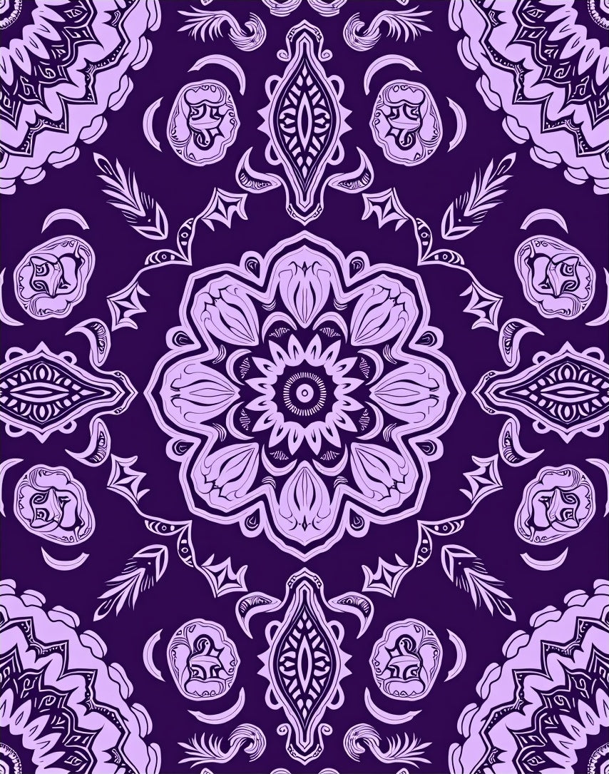 Ornate Purple Mandala Floral Rug