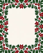 Crimson Green Floral Vine Border Rug