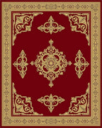 Regal Red Gold Filigree Centerpiece Rug