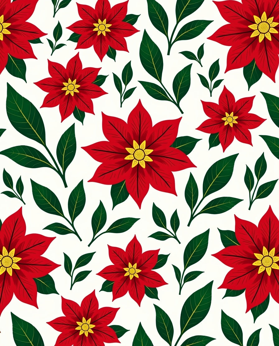 Crimson Poinsettia Holiday Blooms Rug