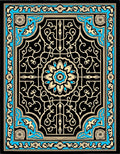 Black Blue Golden Floral Medallion Rug