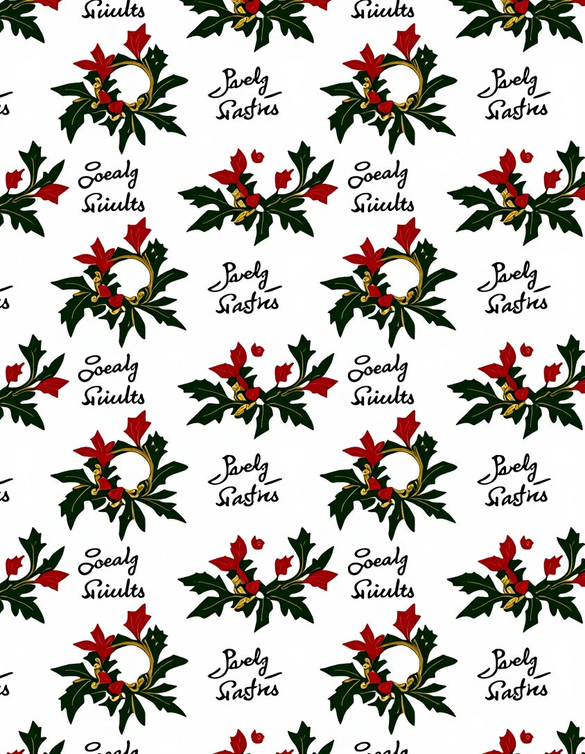 Festive Red Holly Berry Garland Rug