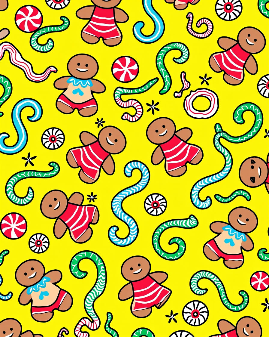 Yellow Gingerbread Candy Cane Playground Rug