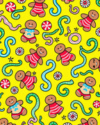 Yellow Gingerbread Candy Cane Playground Rug