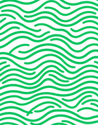 Modern Green Wavy Lines Rug