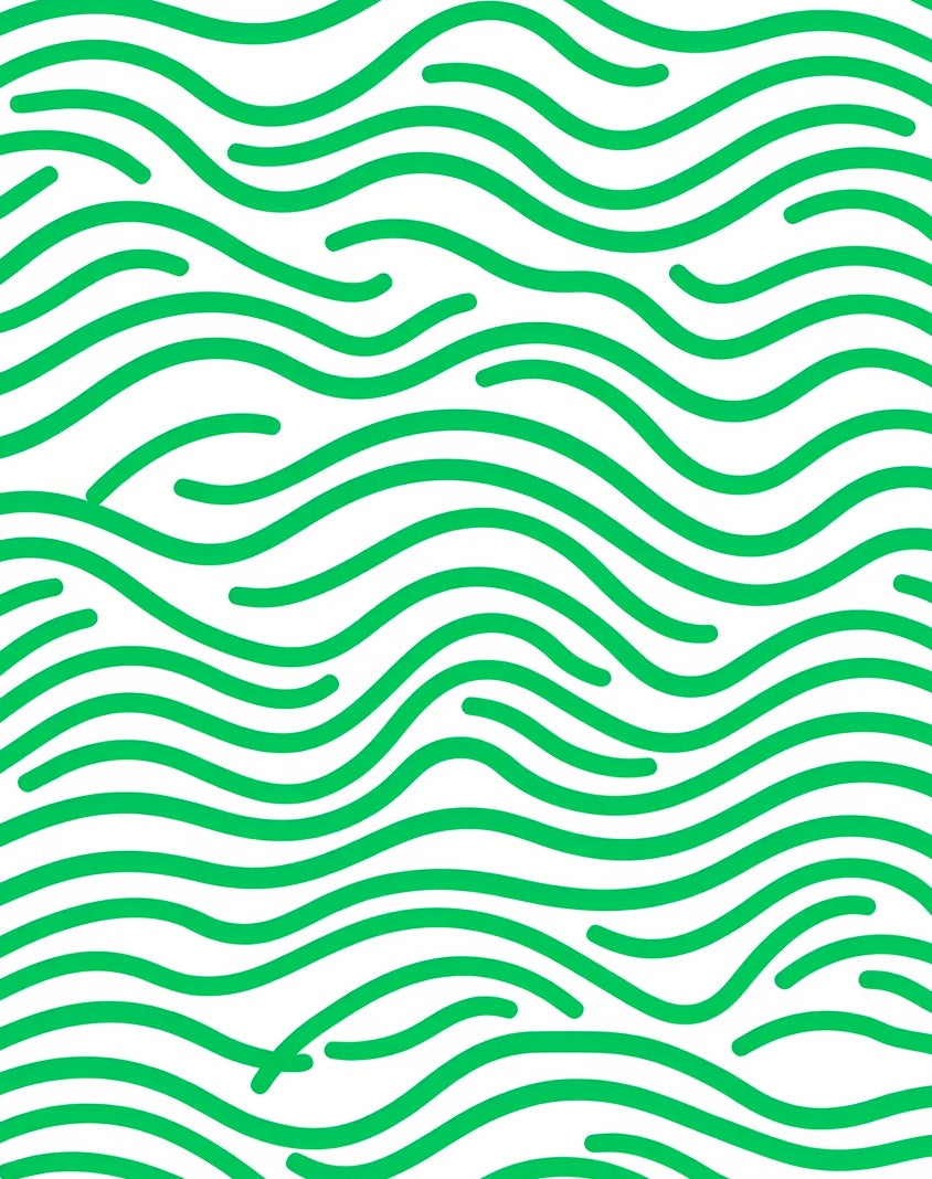 Modern Green Wavy Lines Rug