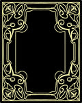 Golden Black Ornate Floral Border Rug