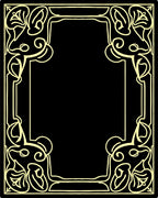 Golden Black Ornate Floral Border Rug