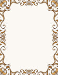 Ornate Golden Floral Scrollwork Border Rug