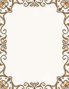 Ornate Golden Floral Scrollwork Border Rug