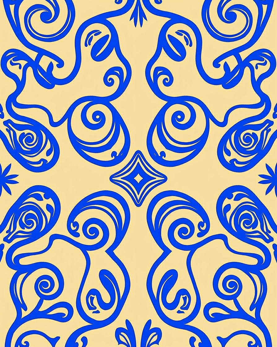 Regal Blue Vine Scroll Rug