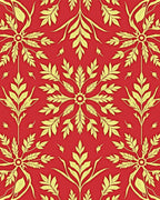 Golden Floral Burst Red Background Rug