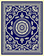 Deep Blue Floral Medallion Rug