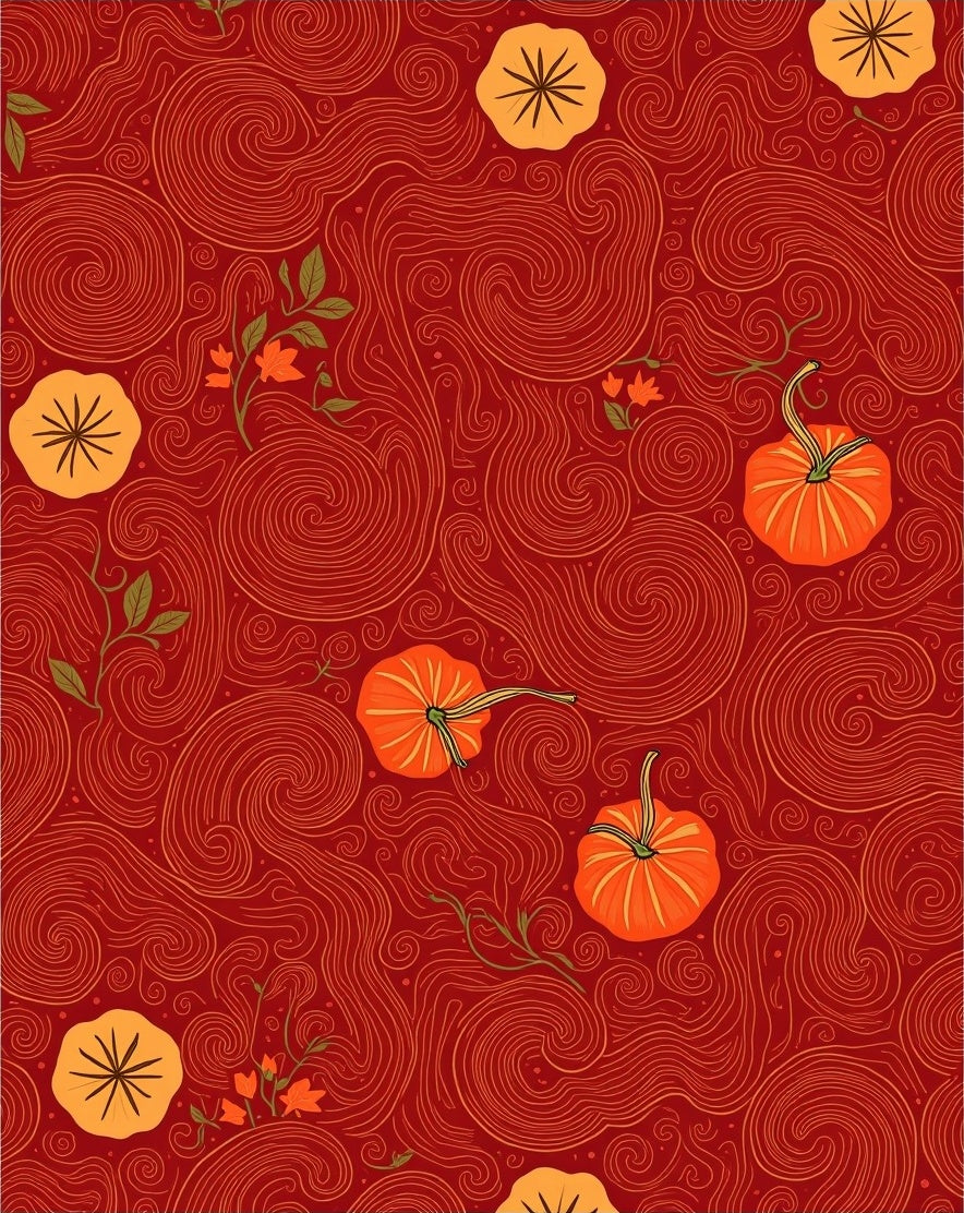 Autumn Swirl Pumpkin Collage Rug