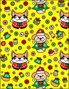 Christmas Dogs Yellow Polka Dot Companions Rug