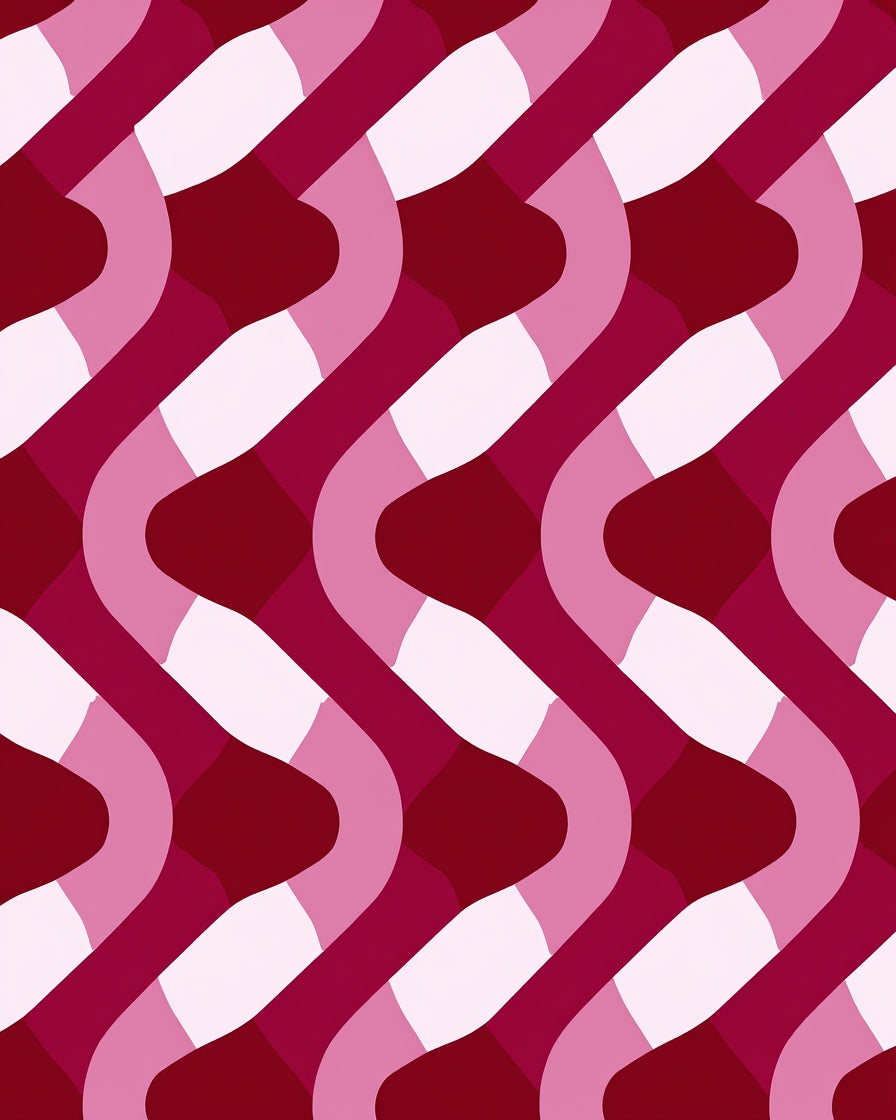Deep Pink And Burgundy Waves Rug