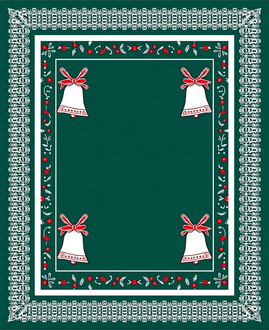 Festive Green Bell Border Rug