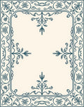 Teal Floral Archival Border Rug