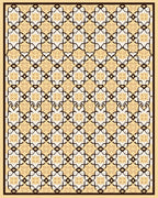 Cream and Brown Interlocking Arabesque Rug