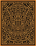 Orange Black Intricate Maze Graphic Rug