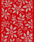 Vibrant Red White Botanical Branches Rug