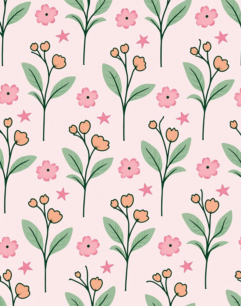 Pink Floral Vine Scatter Rug