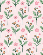 Pink Floral Vine Scatter Rug