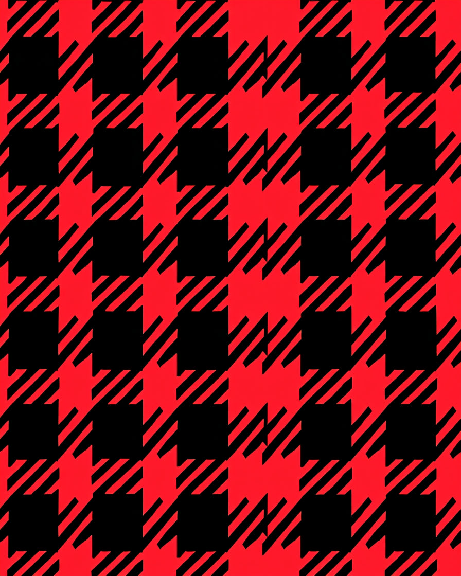 Red Black Houndstooth Checkered Rug