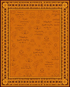 Orange Ochre Line Art Botanical Rug