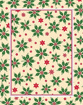 Festive Red Green Poinsettia Cream Cream Rug