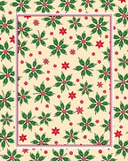 Festive Red Green Poinsettia Cream Cream Rug