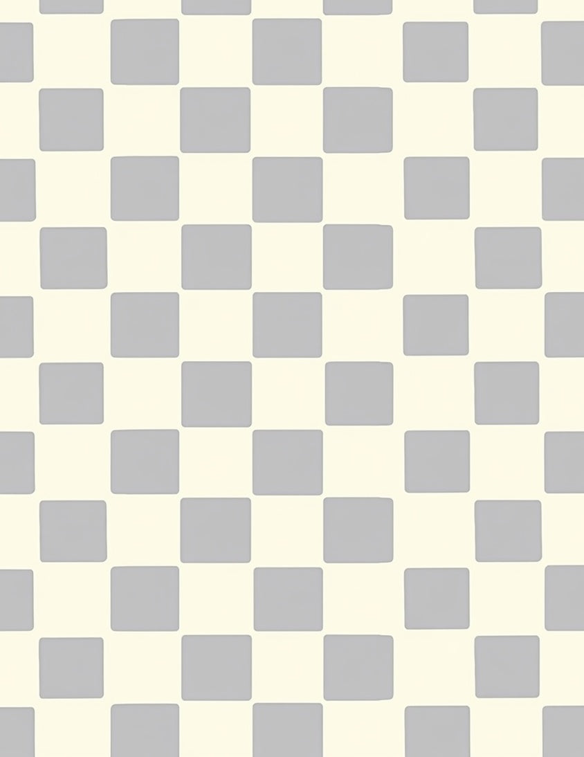 Modern Cream Gray Checkerboard Rug