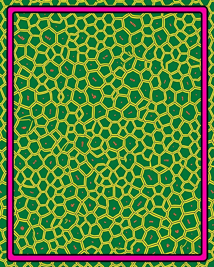 Green Yellow Geometric Honeycomb Border Rug
