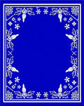 Deep Blue White Botanical Floral Frame Rug