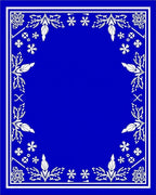 Deep Blue White Botanical Floral Frame Rug