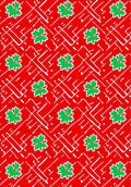 Red Green Floral Geometric Abstract Rug