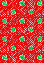 Red Green Floral Geometric Abstract Rug