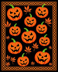 Orange Jack-o'-lantern Leaves Border Rug
