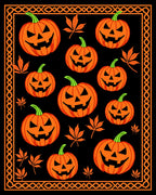 Orange Jack-o'-lantern Leaves Border Rug