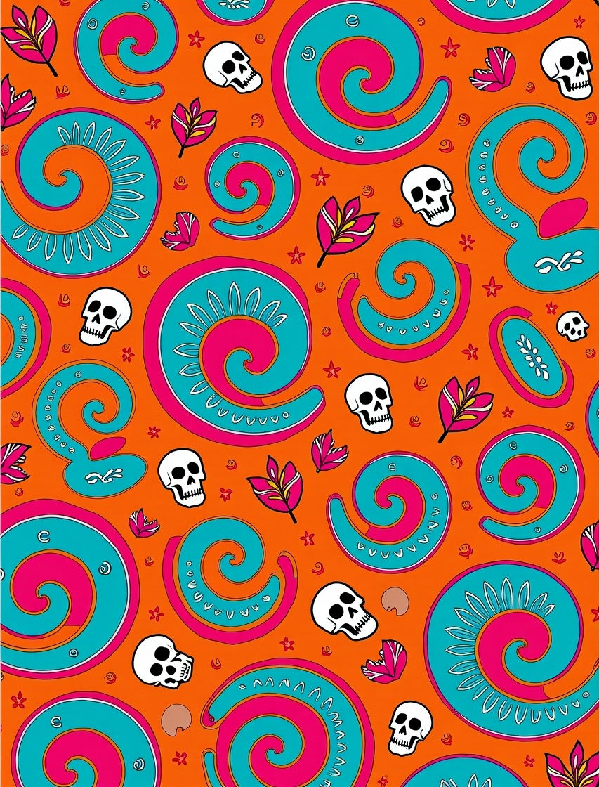 Day of the Dead Skulls Swirl Rug