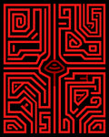 Crimson Circuit Board Maze Rug